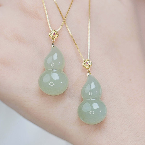 【福禄双至】和田玉葫芦+高冰+立体+18k金吊坠*赠链*多样性发1件