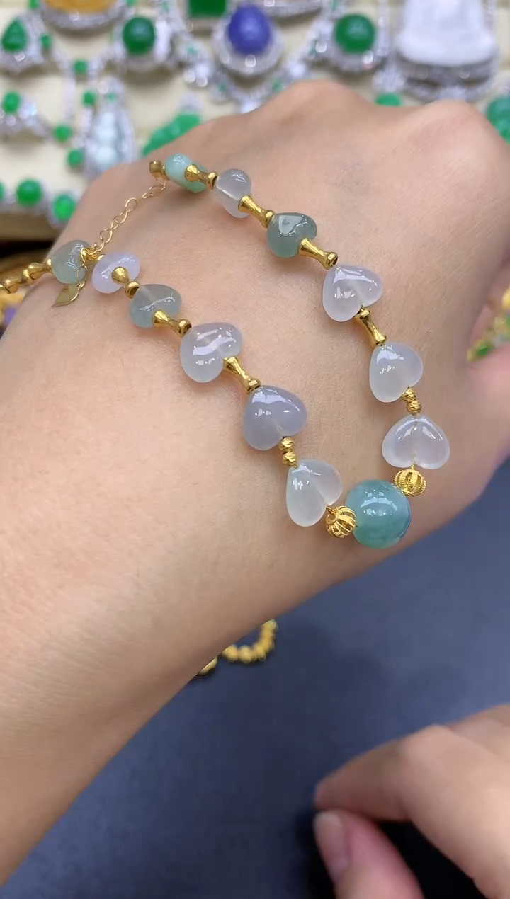 18K金镶嵌手链翡翠135-中国好珍宝