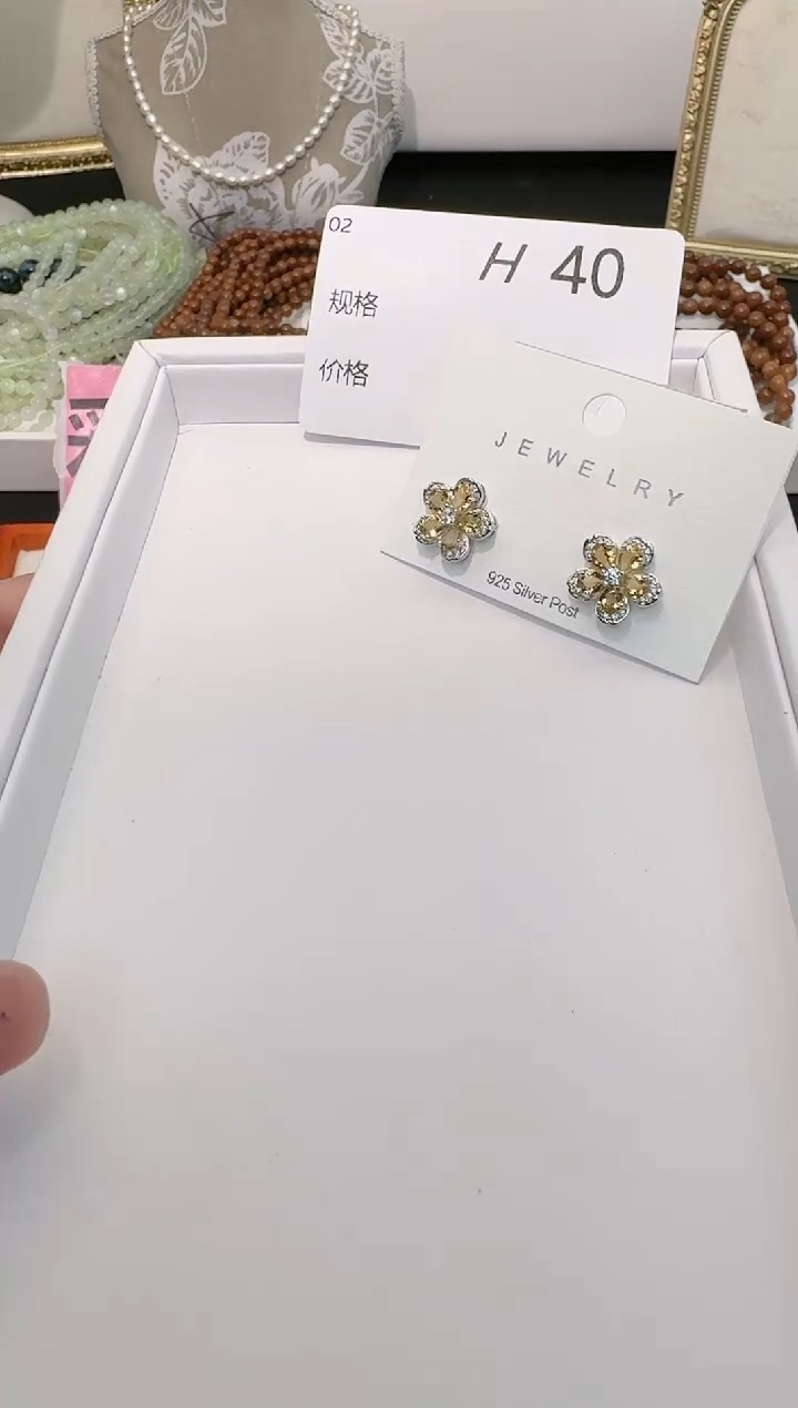 【闪购商品】水晶耳饰银S925镶嵌多样性发一H40