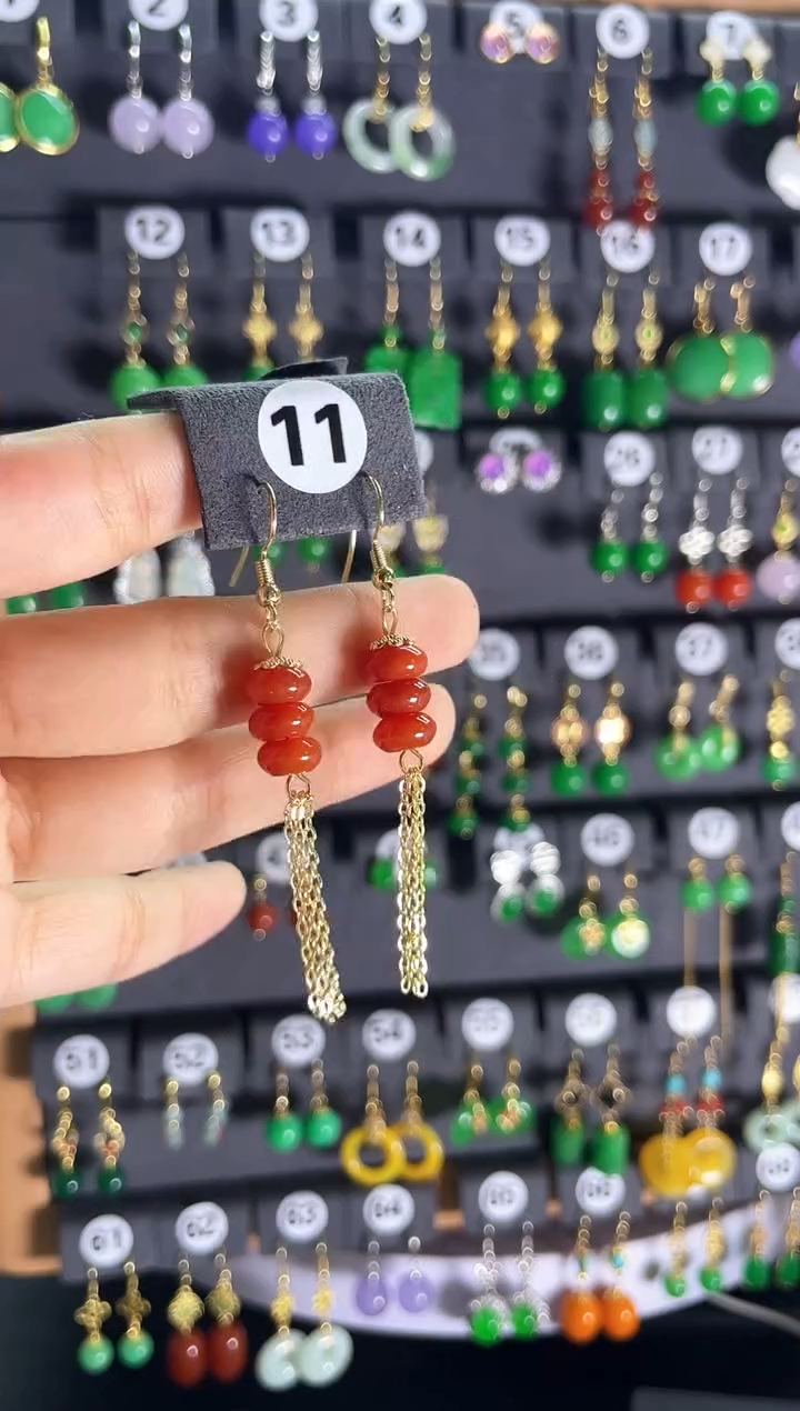 【闪购商品】翡翠耳饰银S925镶嵌11