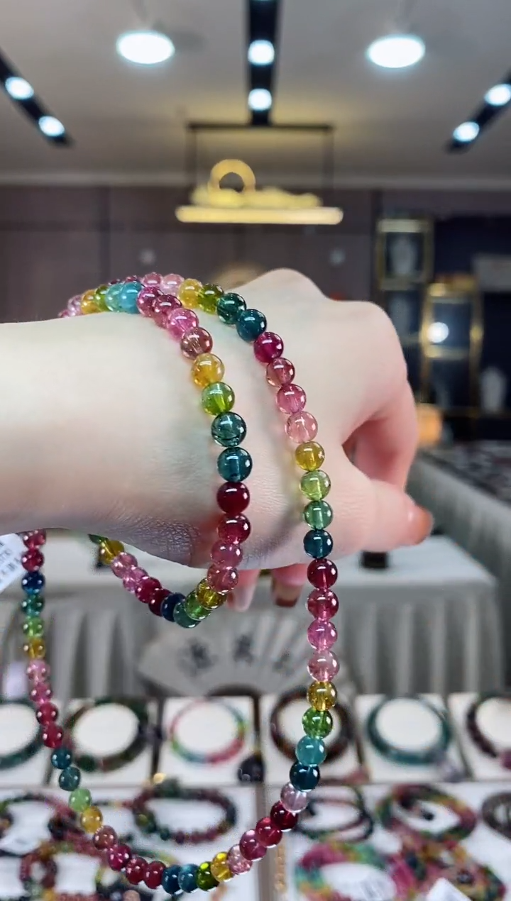 【闪购商品】碧玺三圈手串5mm+未镶嵌一物一证dan