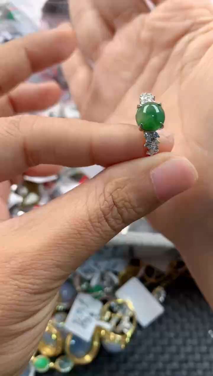 银S925镶嵌戒指翡翠333               3