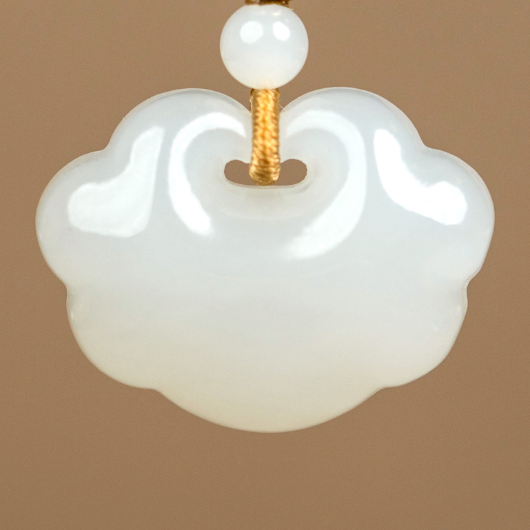 【左氏珠宝】和田玉白玉如意锁吊坠气质白色简约国风2647