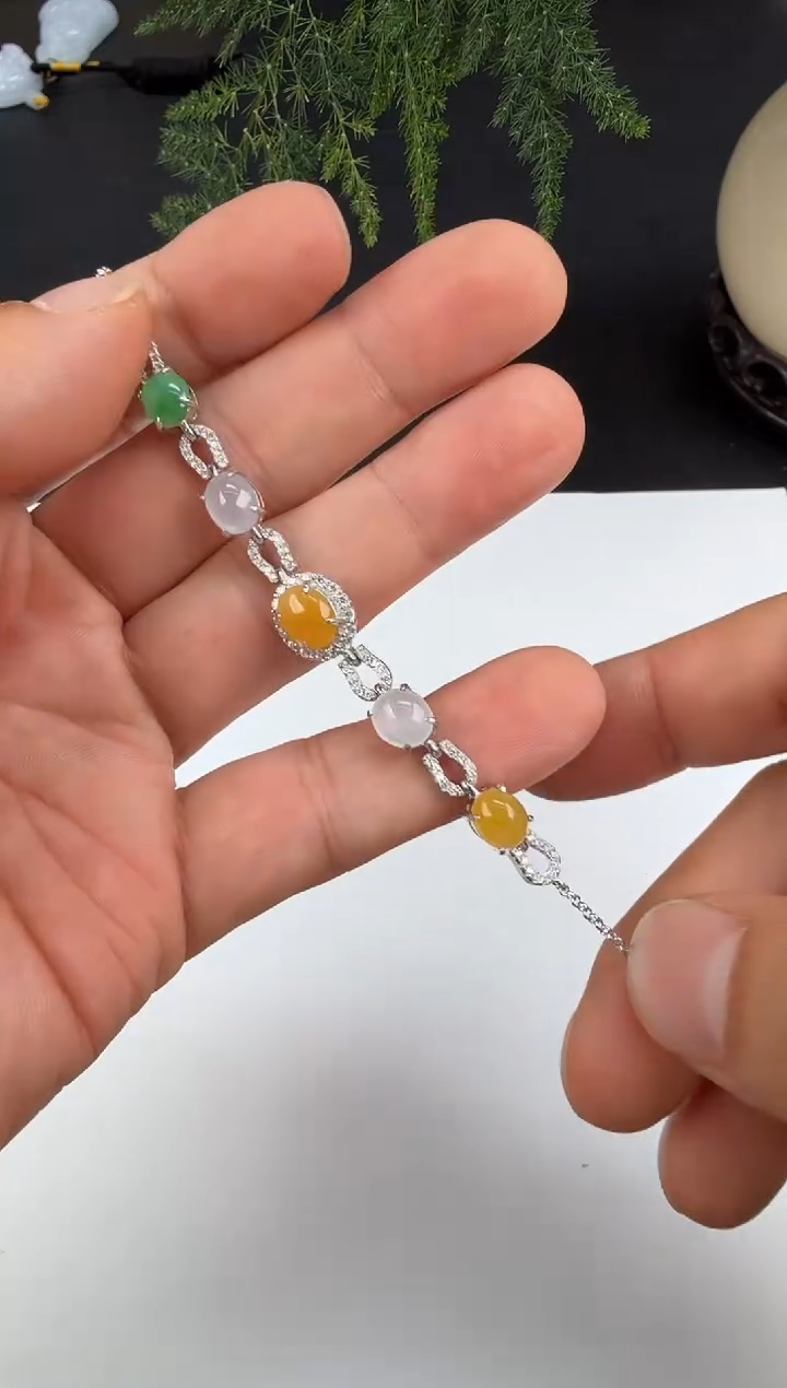 银S925镶嵌手链翡翠翡翠饰品-164