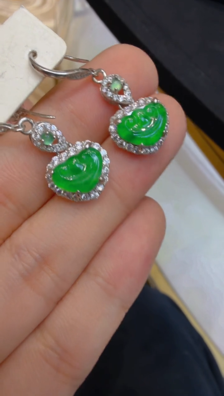 银S925镶嵌翡翠耳饰多样性团购发一件