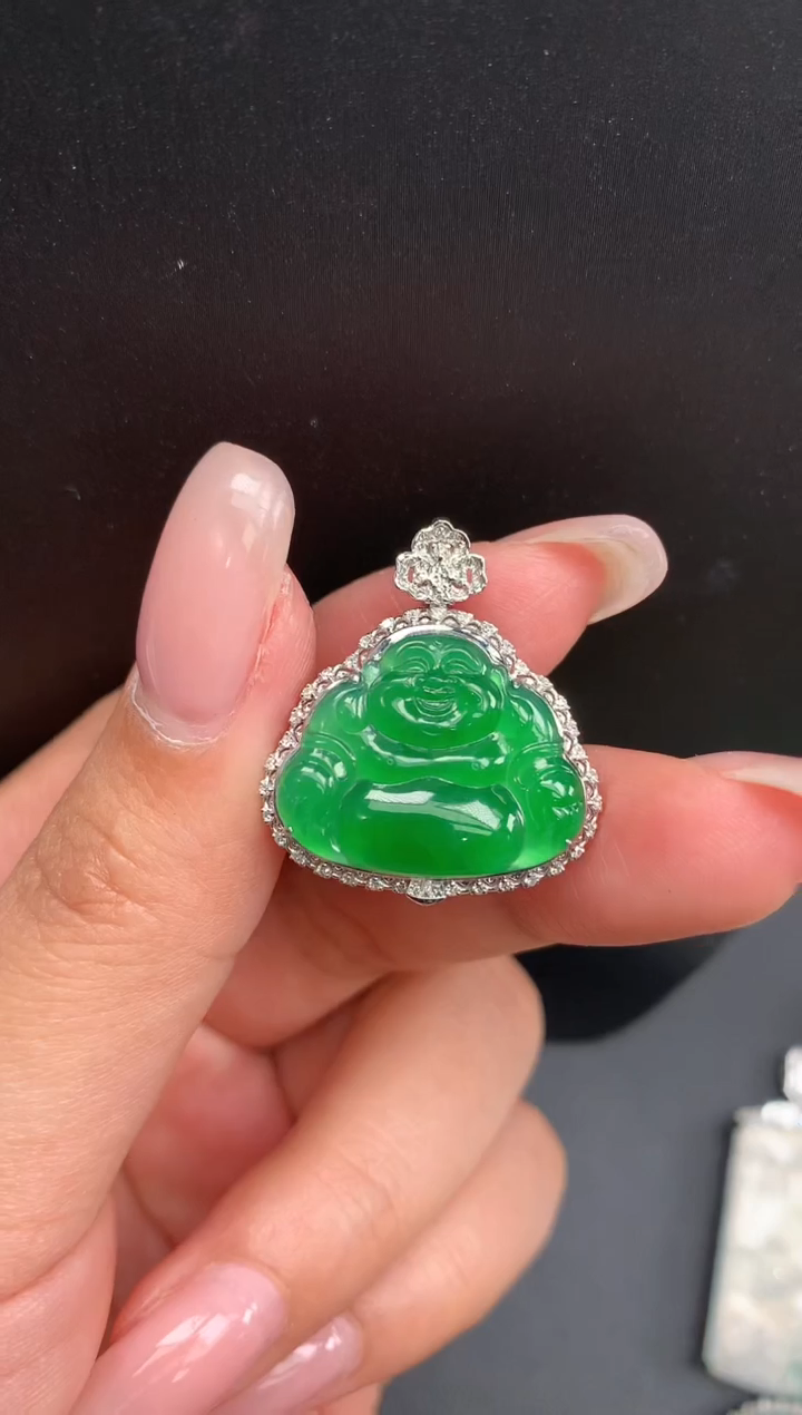 【闪购商品】翡翠颈饰18K金镶嵌佛公1596