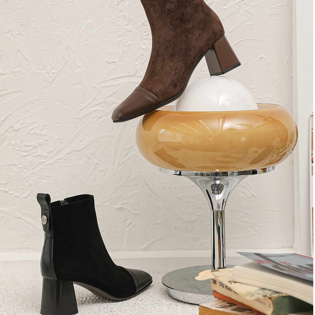 TALIA/特丽雅方头高跟高跟女靴跟鞋单靴英伦靴子90939038X