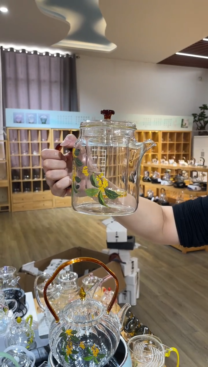 手工艺品玻璃遇器大神奇壶壶琥珀把桂花