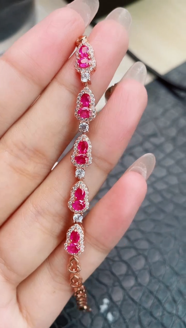 【闪购商品】红宝石手链银S925镶嵌手链