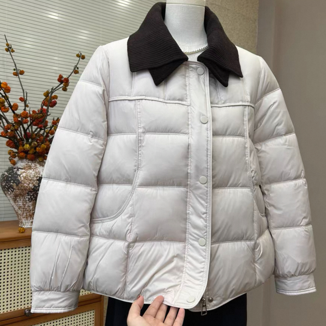 妈妈款双层翻领棉服短款休闲