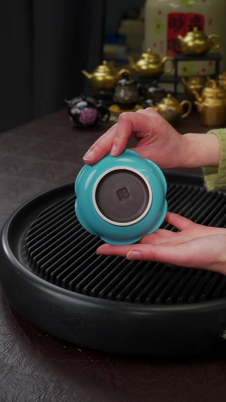 【闪购商品】杯【宜景窑松石蓝鎏金】杯碟