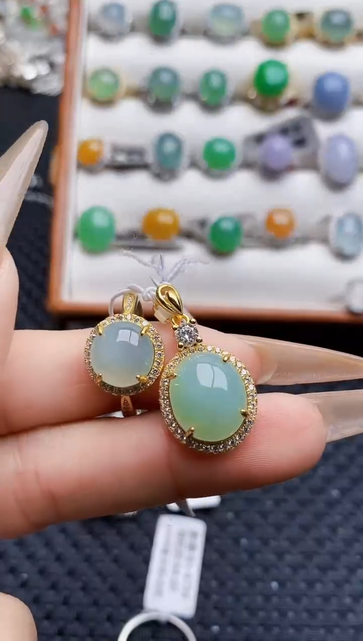 银S925镶嵌戒指翡翠3545