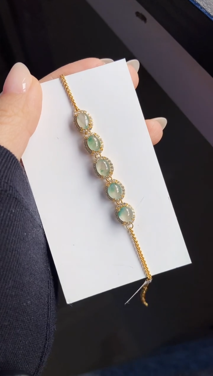 银S925镶嵌手链翡翠1