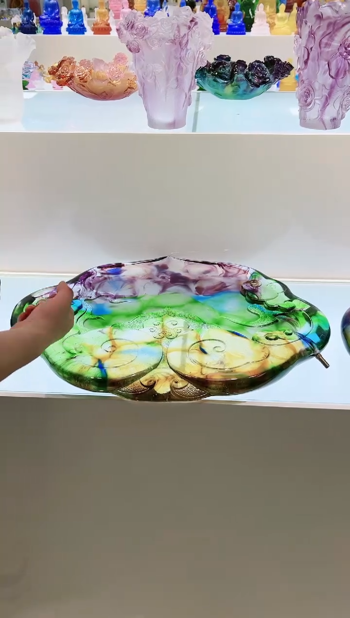 【闪购商品】茶宠古法琉璃如意大茶盘55厘米