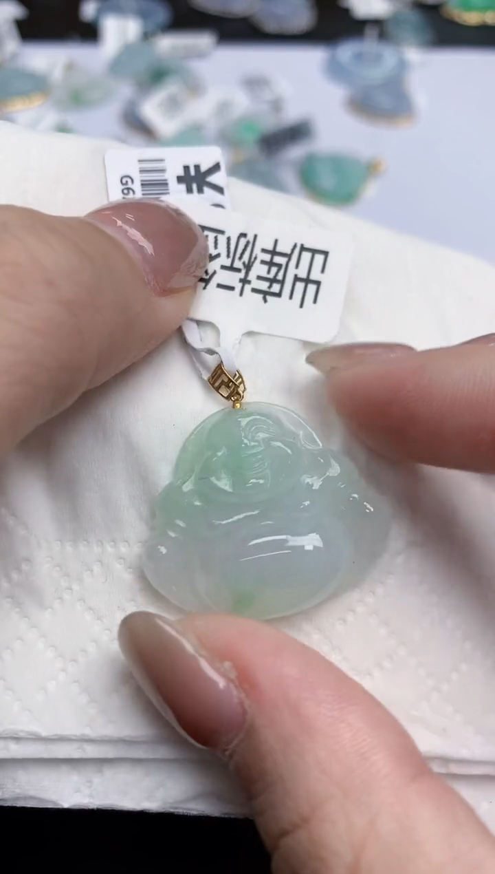 【闪购商品】翡翠颈饰18K金镶嵌天然缅甸翡翠A货