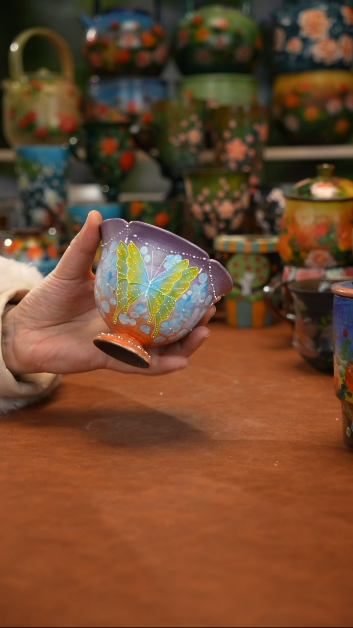 紫砂油画釉下彩手绘