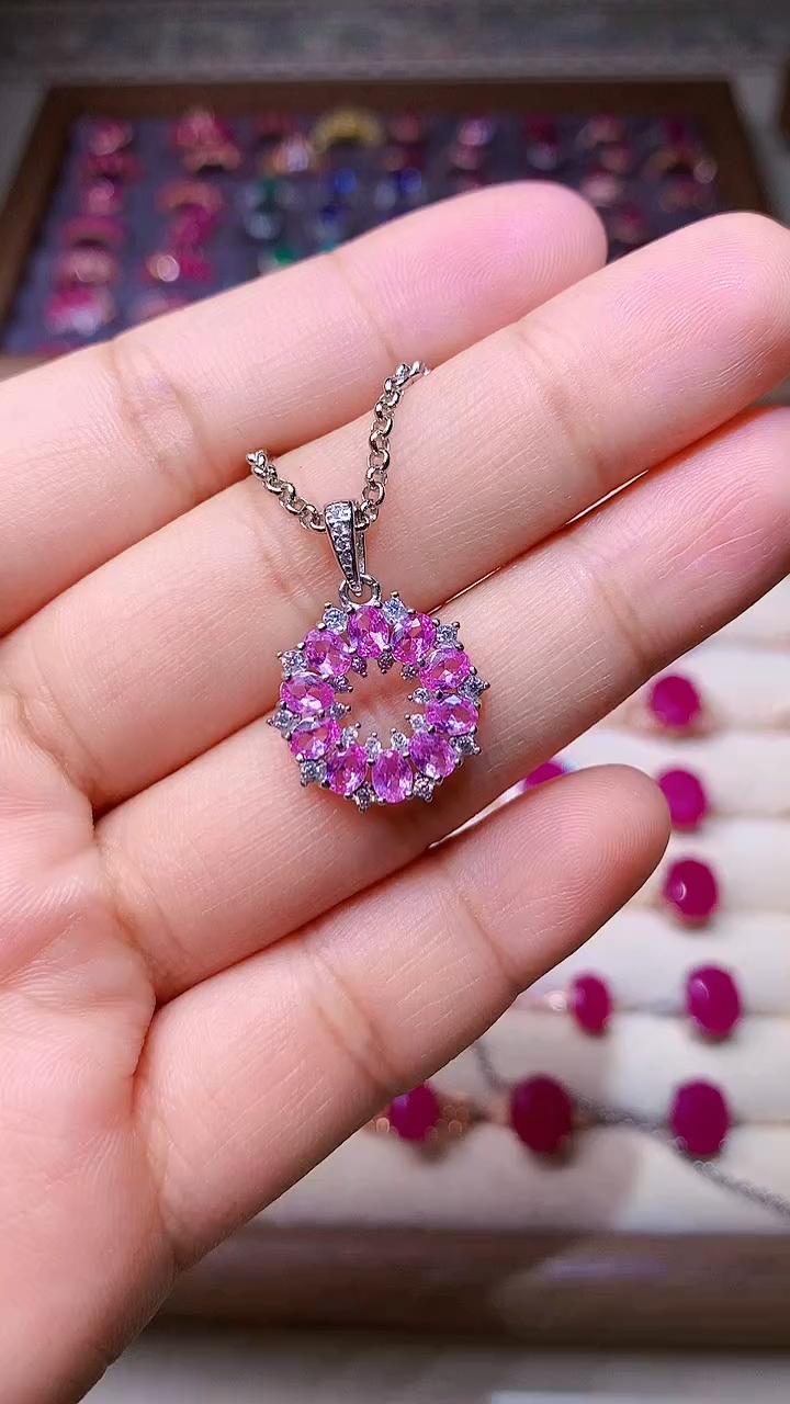 【闪购商品】彩色蓝宝石颈饰银S925镶嵌0000