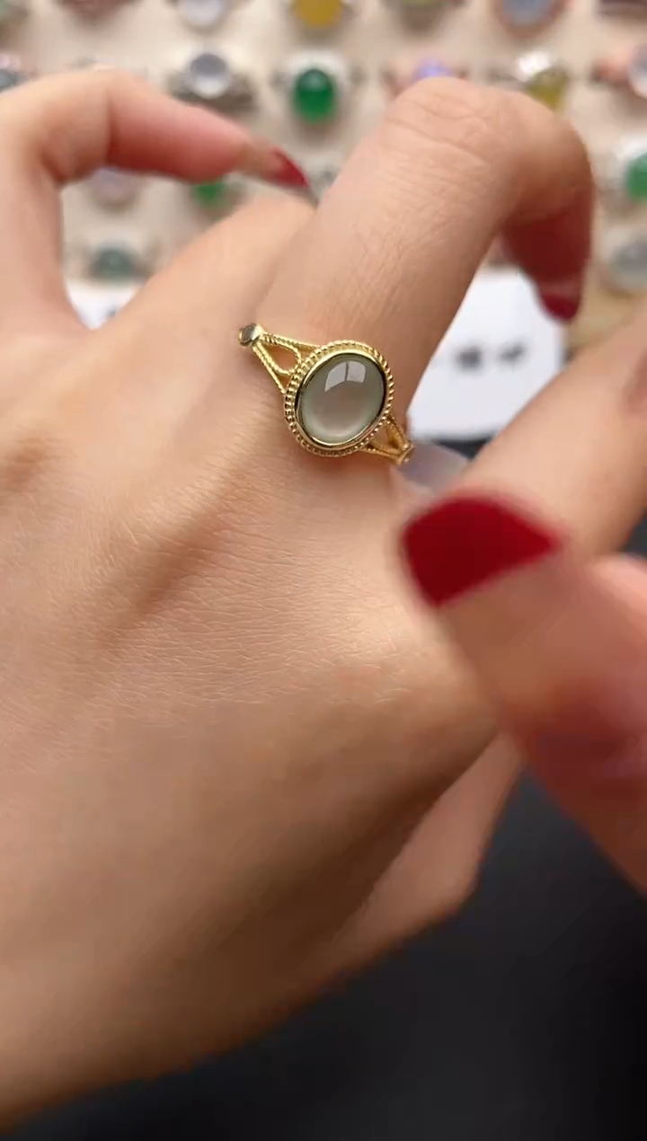 【闪购商品】翡翠戒指银S925镶嵌一物一证一礼盒