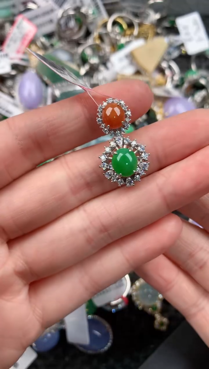 银S925镶嵌戒指翡翠10-10-10    5