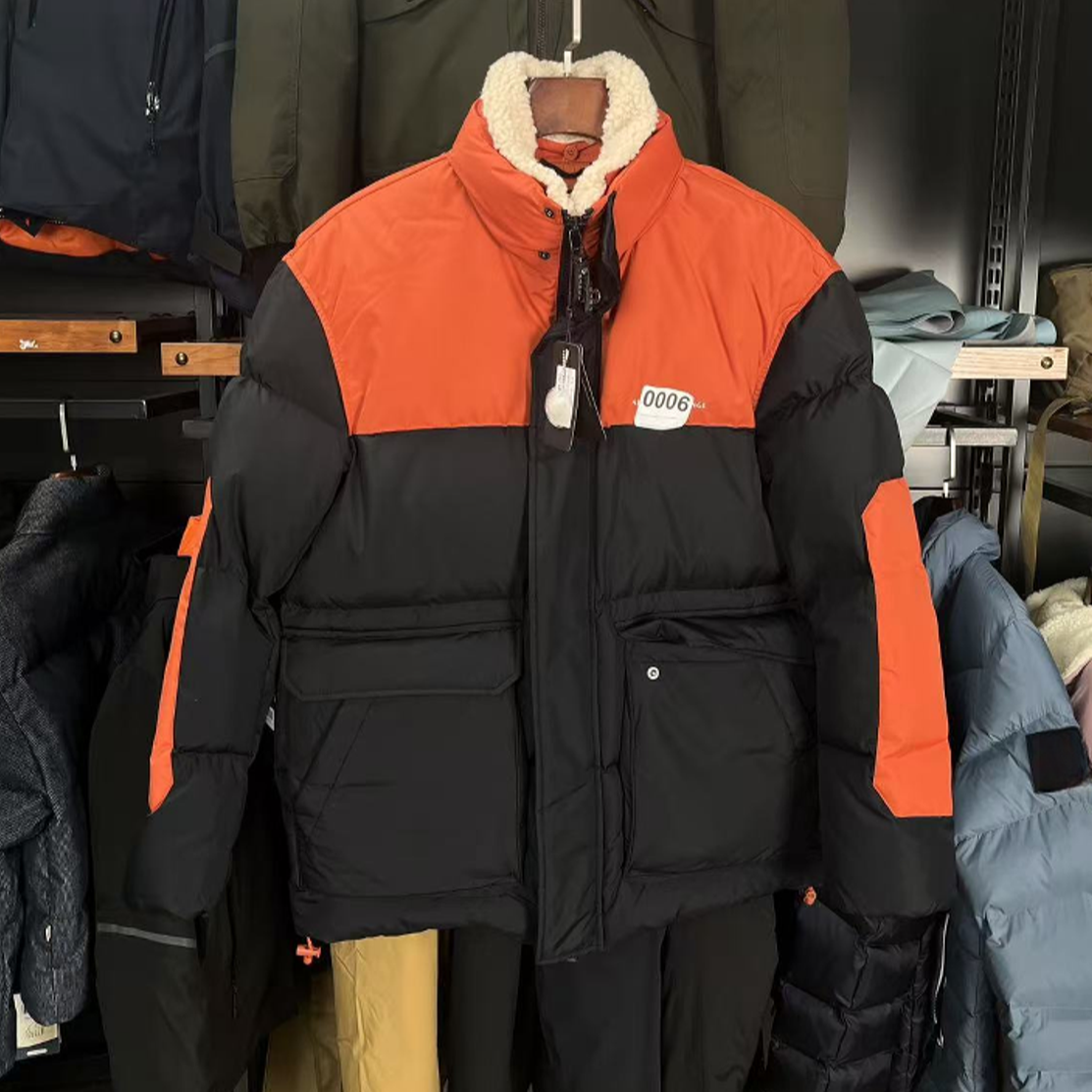 工装风 羊羔毛领 羽绒服 鸭绒填充 