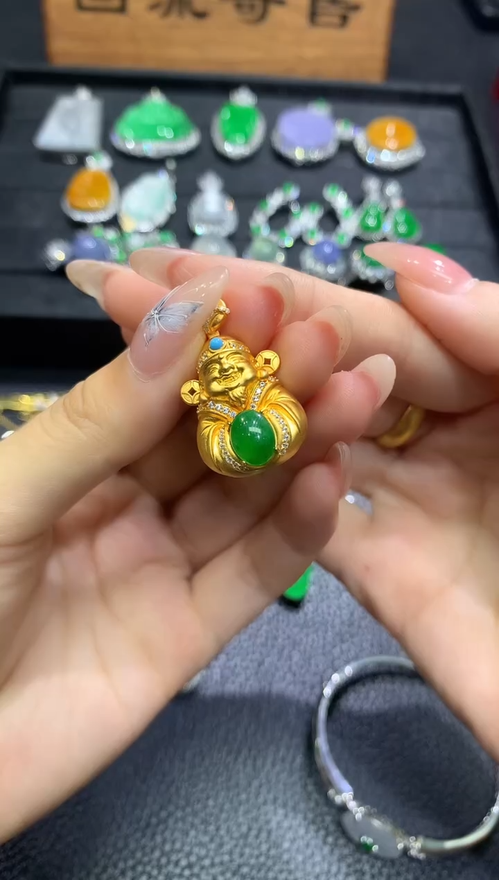 吊坠(不含链)银S925镶嵌翡翠3不含链随机发货1件