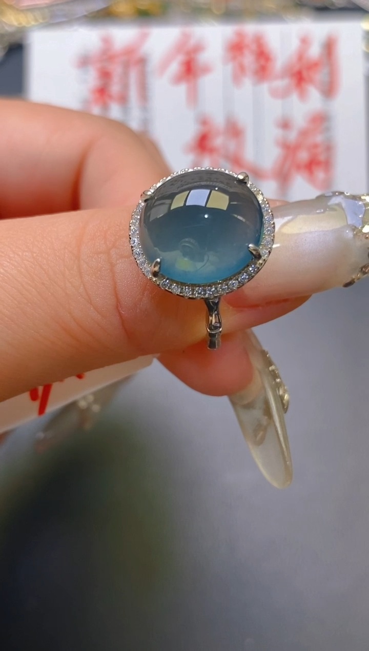 【闪购商品】翡翠耳饰银S925镶嵌天然A货翡翠1