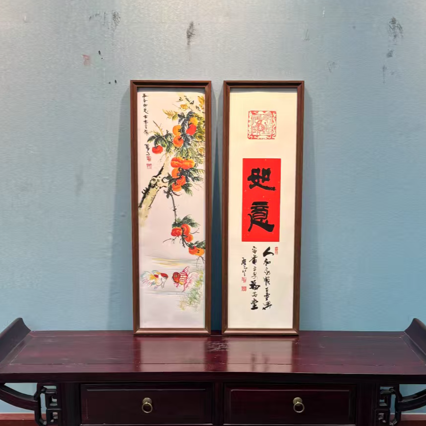 王德峰 《如意》 条屏带框 73*23cm*2 中国国家艺术馆