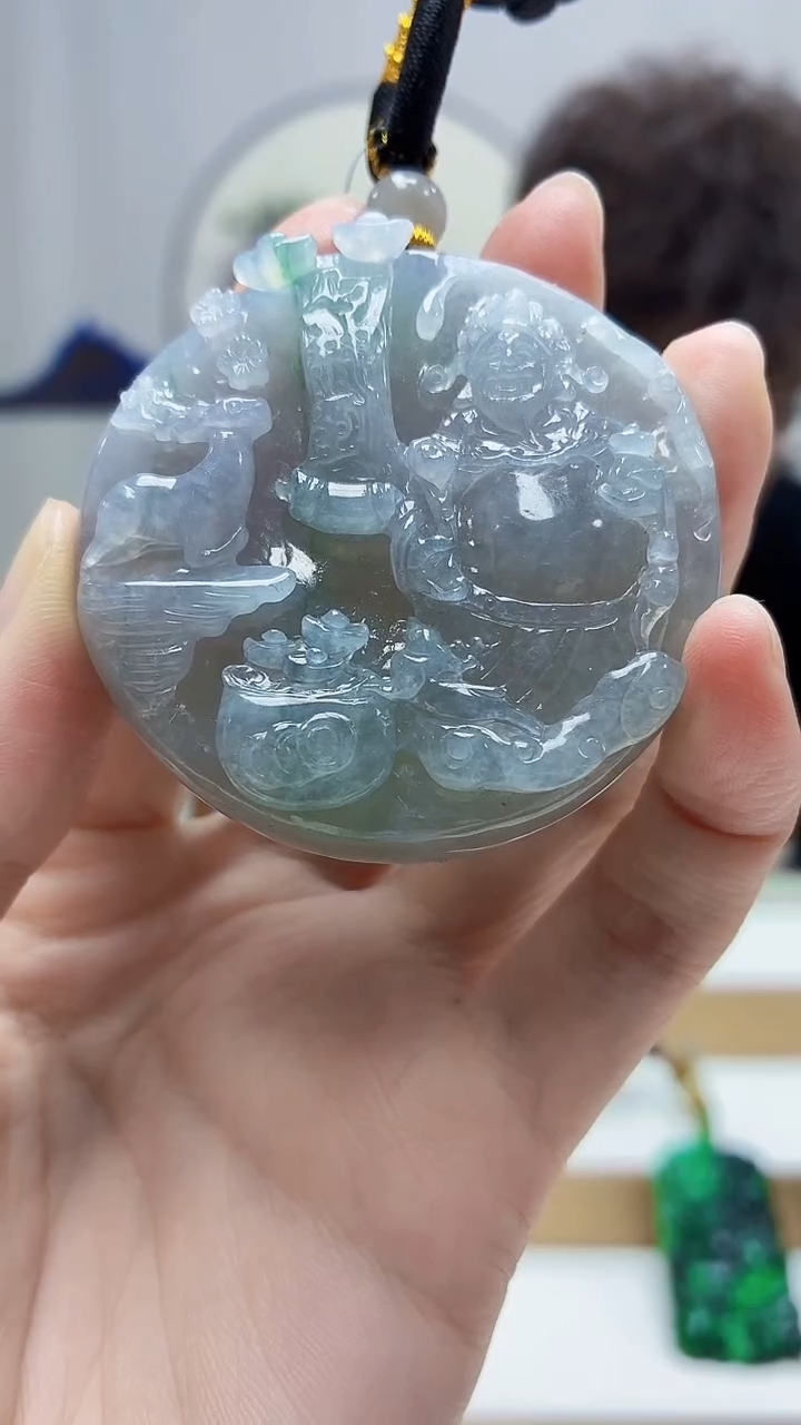 未镶嵌定制翡翠4688zm-毛货挂件财神85