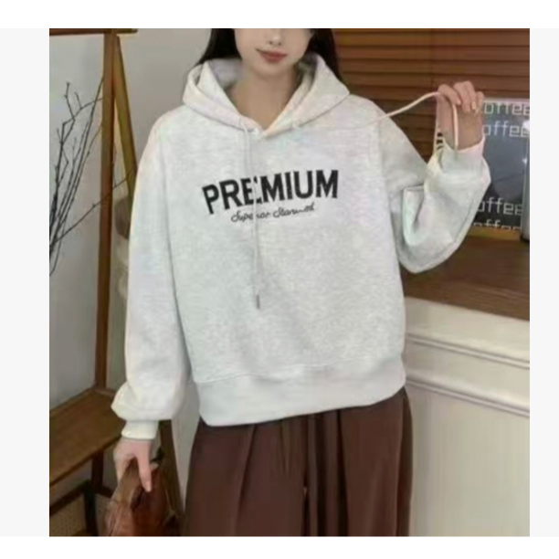 2107-4-BQ花灰色连帽字母印花加绒卫衣（80-135）