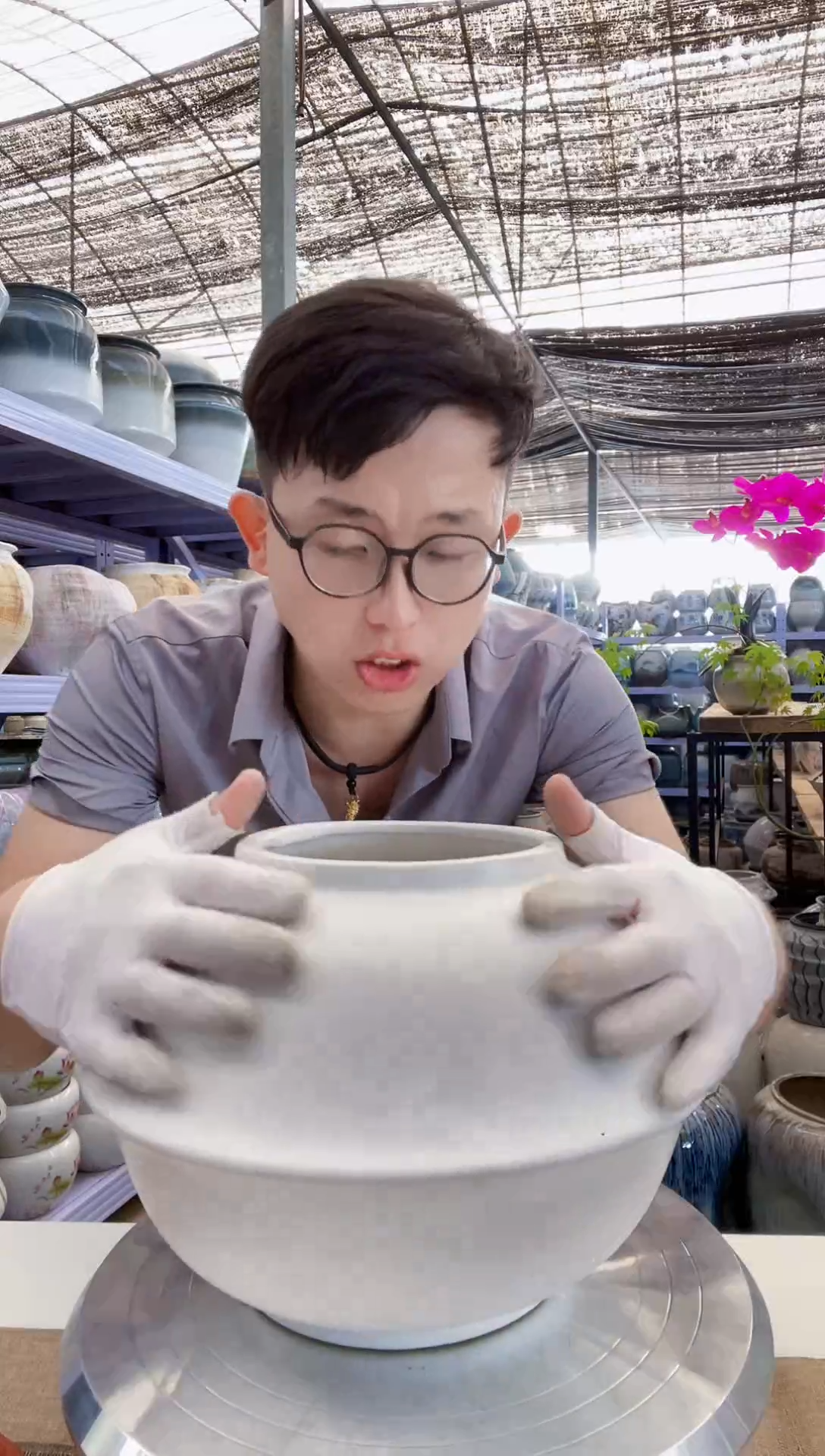 景德镇手工陶瓷花盆