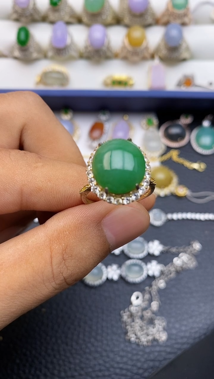 银S925镶嵌戒指翡翠/0020