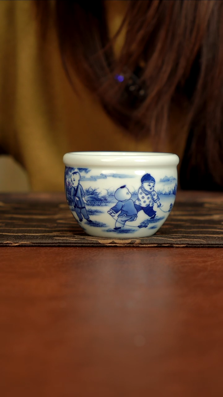 【闪购商品】瓷片千骨柴窑童子缸杯111