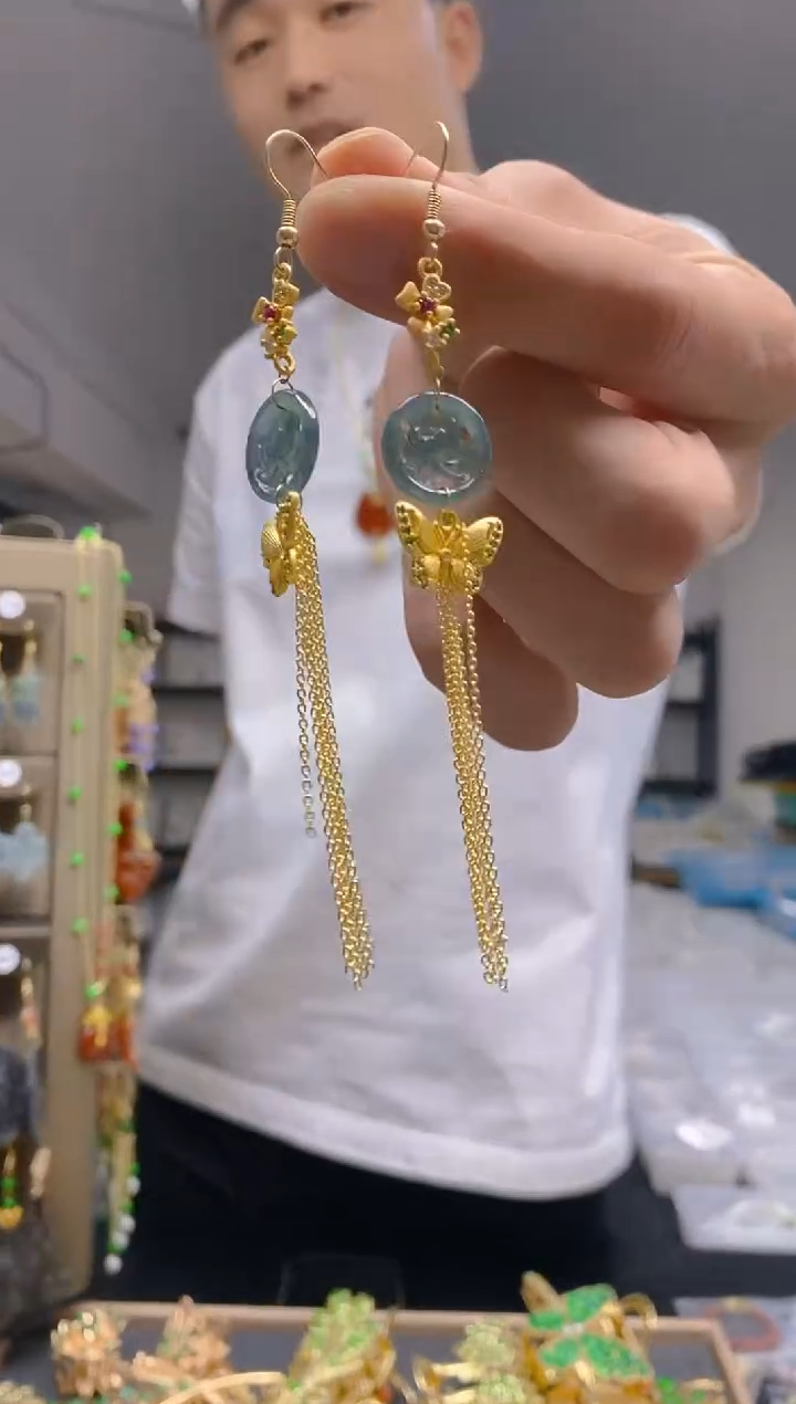 【闪购商品】翡翠耳饰合金267翡翠耳钩