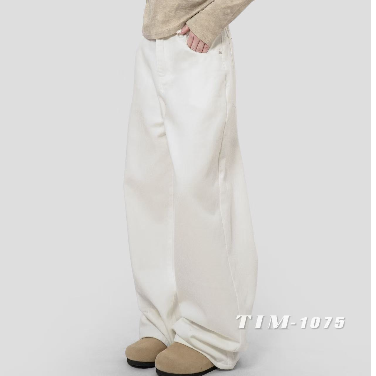 云雾白宽松牛仔裤裤子阔腿裤2026年春季新款高腰显瘦517牛仔裤