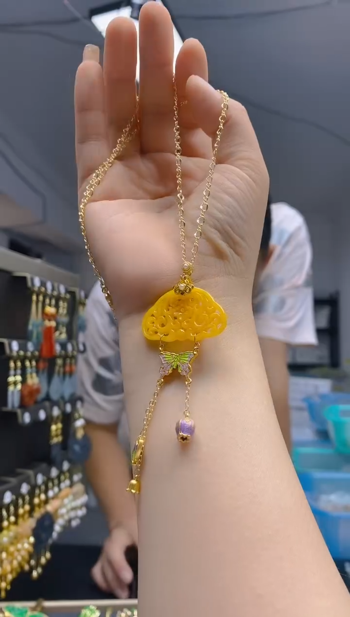 【闪购商品】翡翠耳饰合金0287翡翠锁骨链