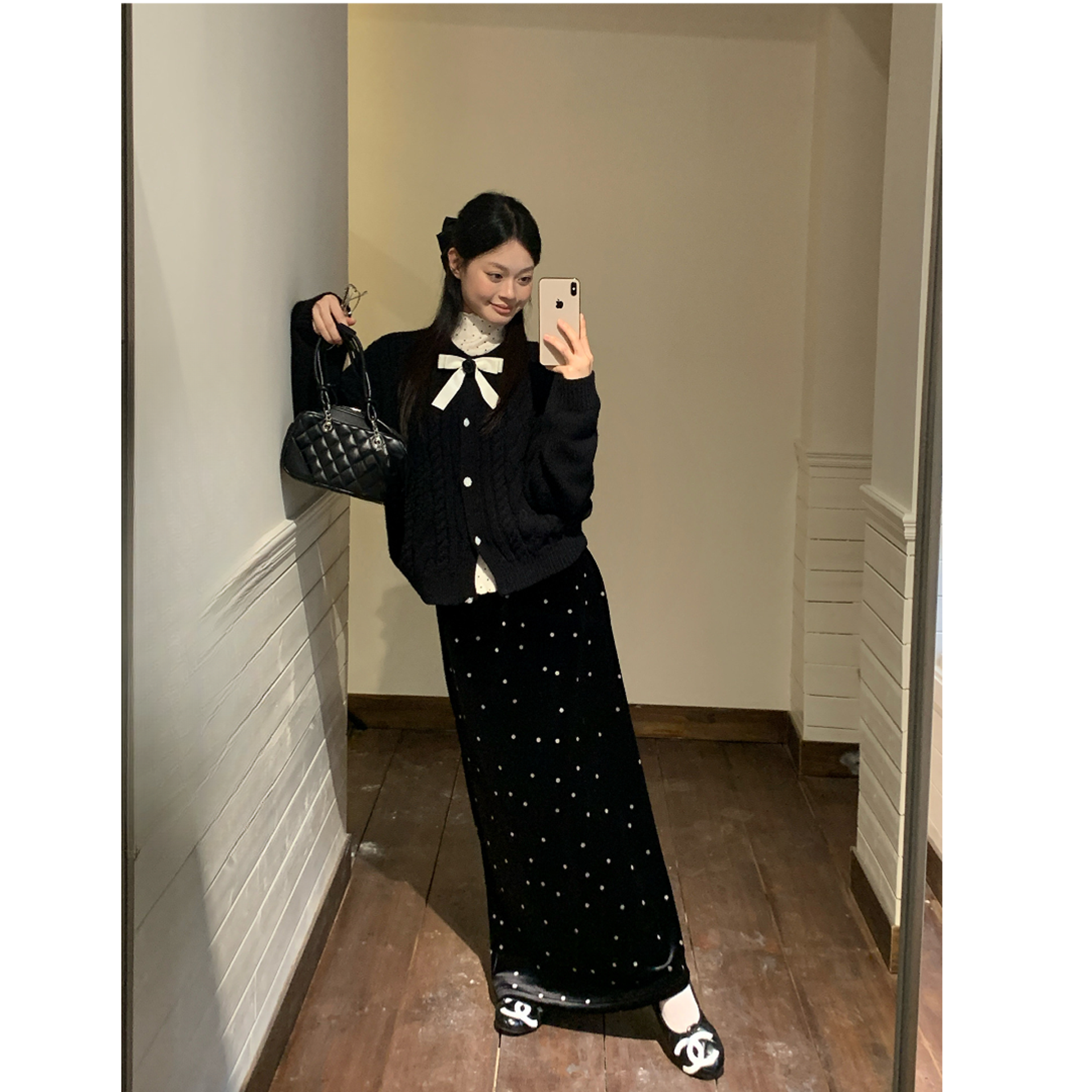 韩系巨好看学院风毛衣女秋冬季2025超火冬装一整套小个子气质长裙