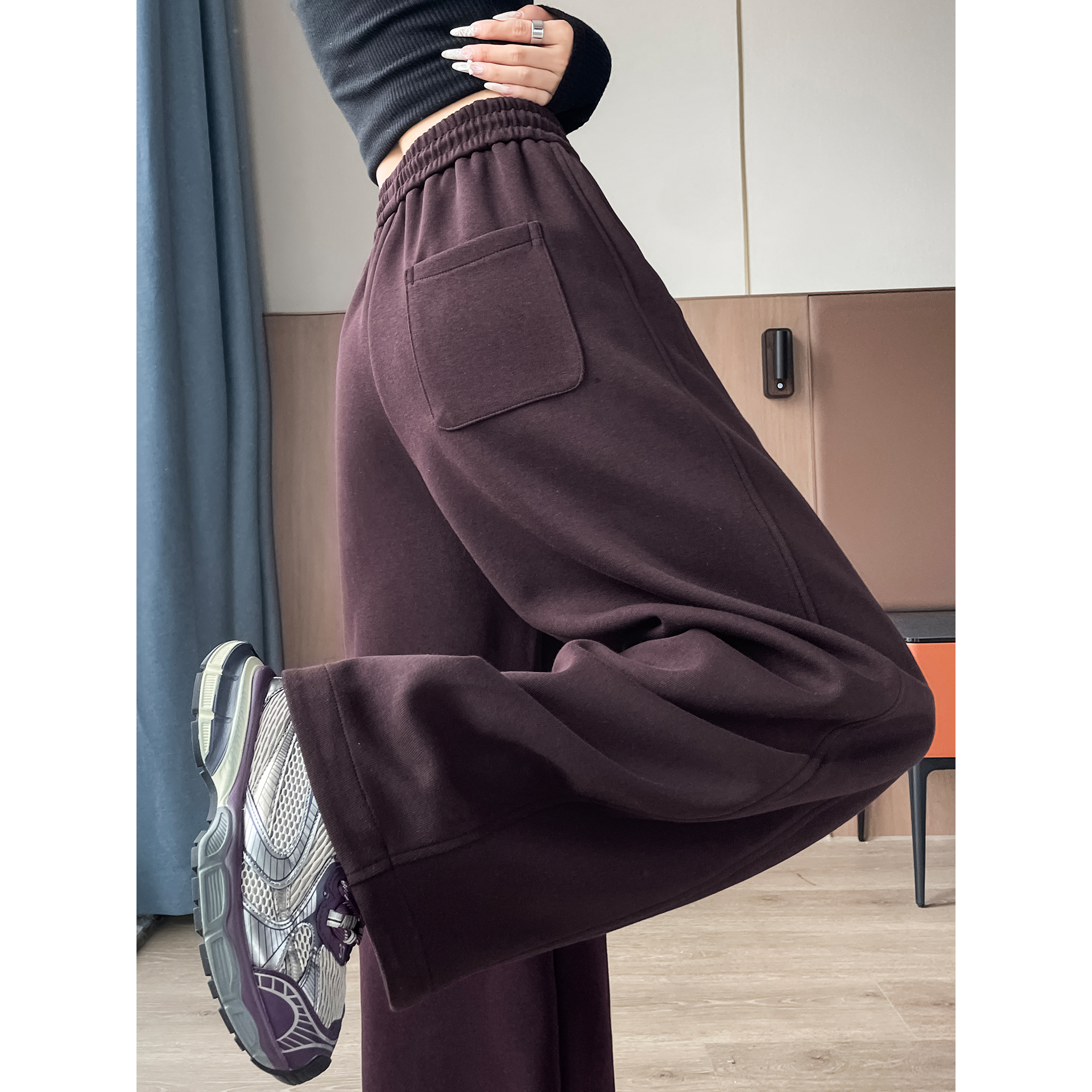 春秋高腰弯刀香蕉裤女新款宽松显瘦休闲运动卫裤美式垂感阔腿裤子