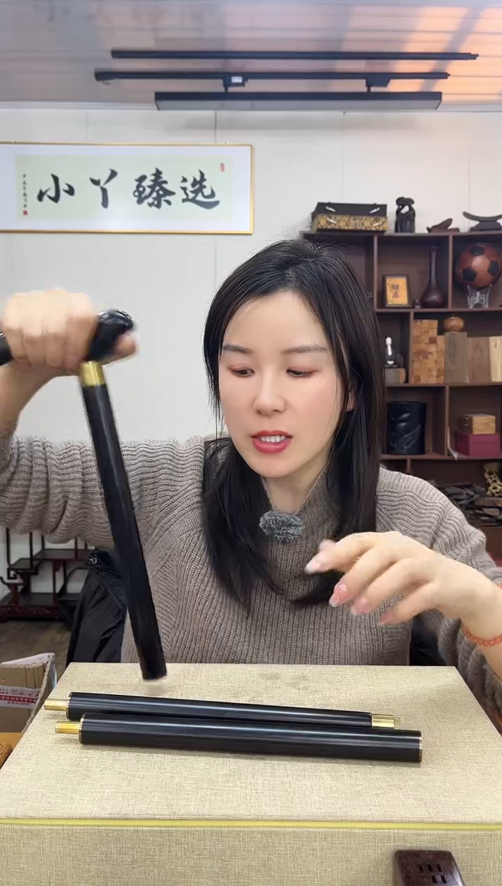 乌木类208紫光檀拐杖摆件木木（鸟头款）