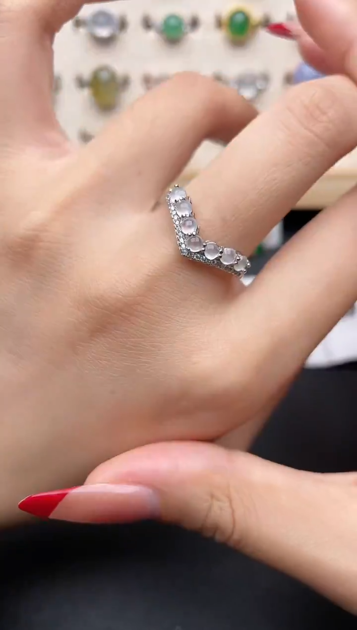 【闪购商品】翡翠戒指银S925镶嵌一物一证一礼盒