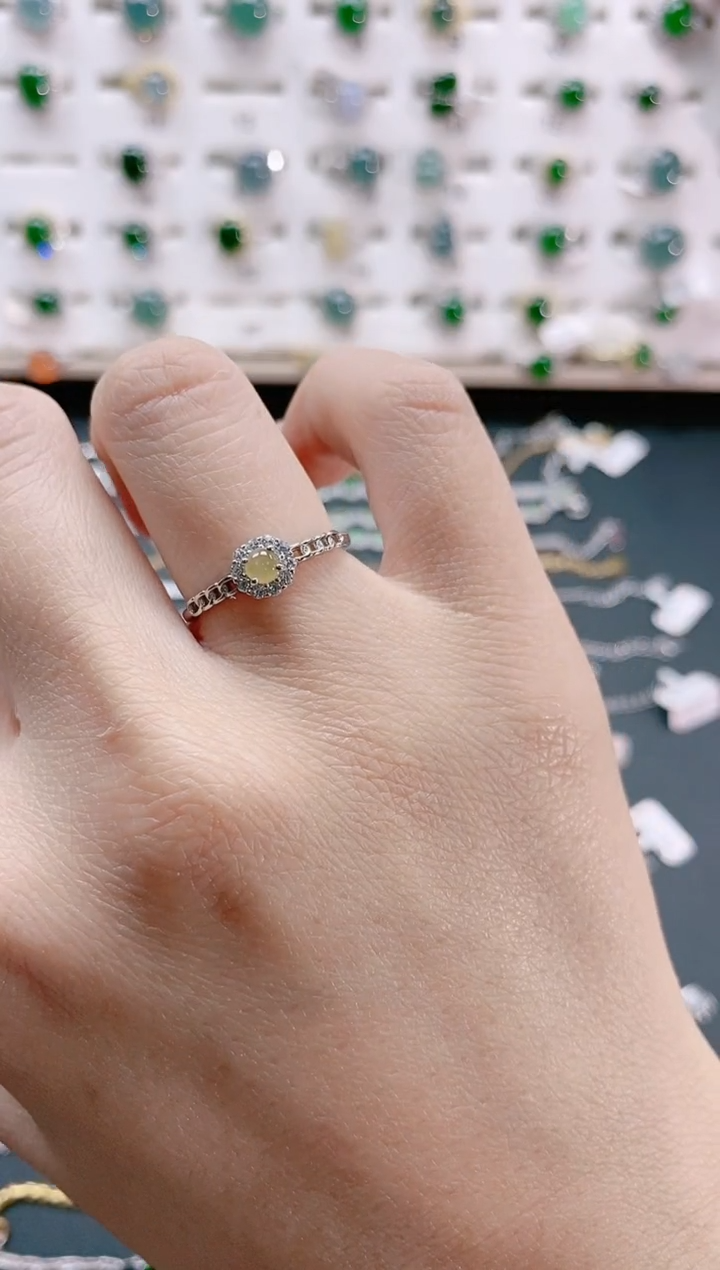 【闪购商品】翡翠戒指银S925镶嵌天然翡翠