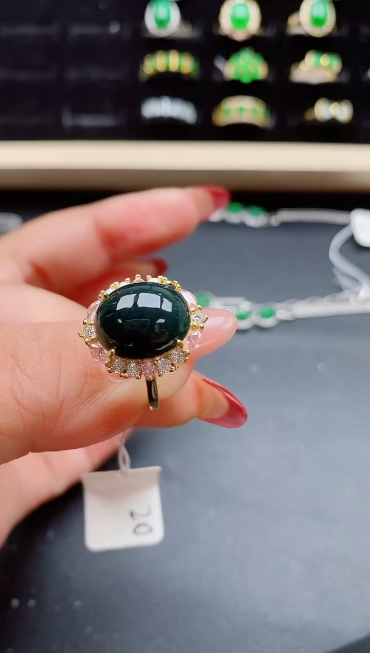 【闪购商品】翡翠戒指银S925镶嵌5080550