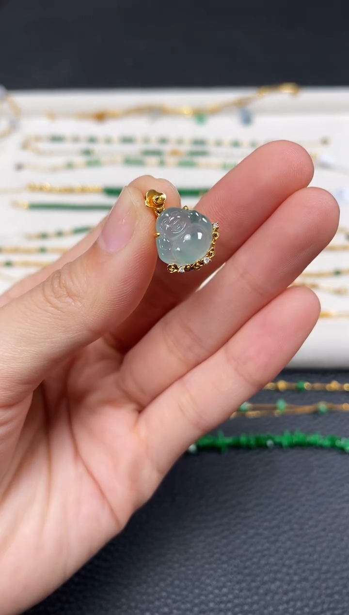 【闪购商品】翡翠吊坠(不含链)18K金镶嵌一个  JK251