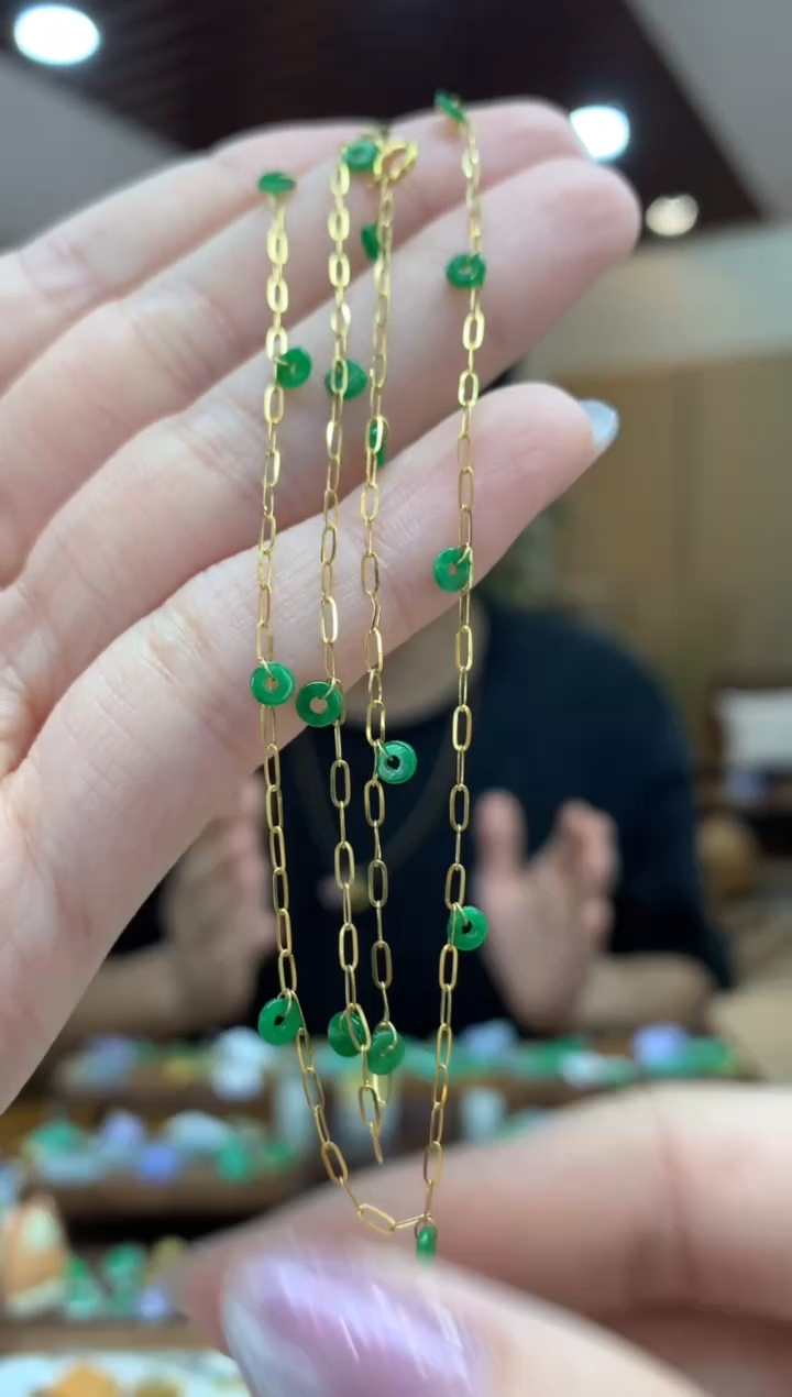 翡翠18K金镶嵌项链项链