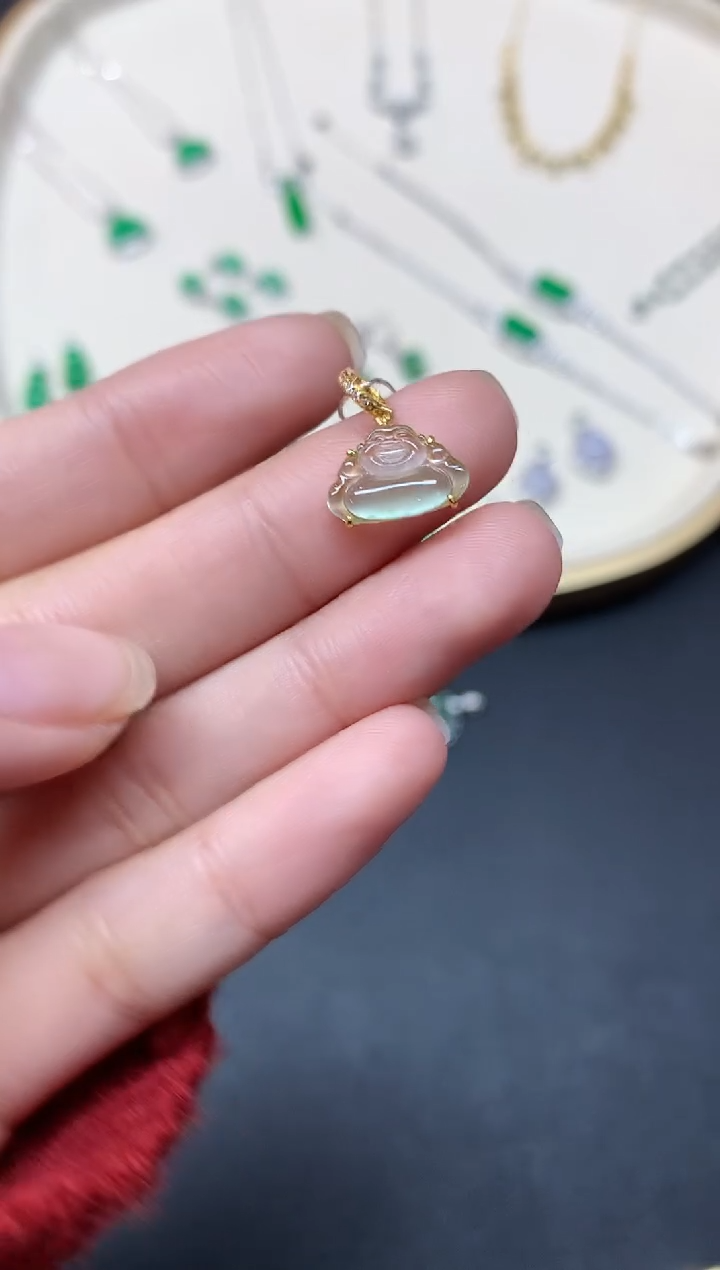 【闪购商品】翡翠吊坠(不含链)18K金镶嵌A64|1980