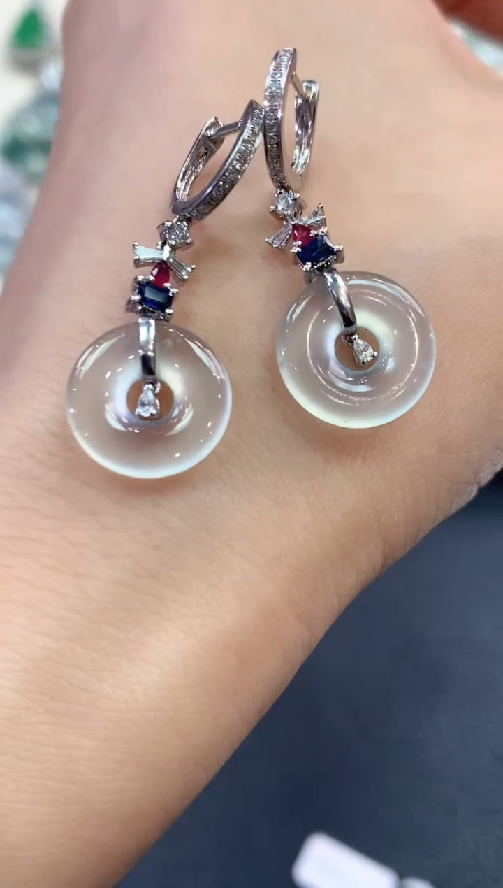 【闪购商品】翡翠耳饰18K金镶嵌C15    