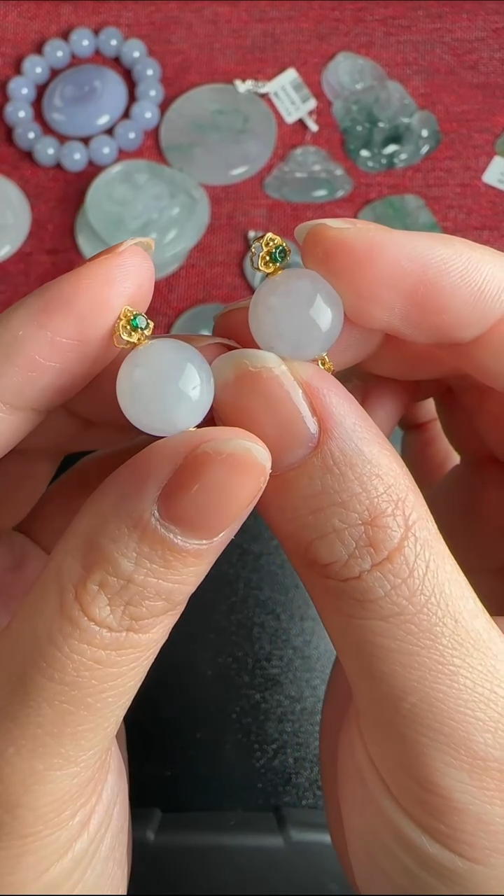 【闪购商品】翡翠耳饰18K金镶嵌WY0214265