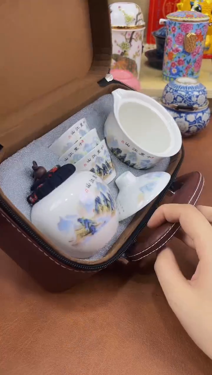 陶瓷茶具摆件旅行套组