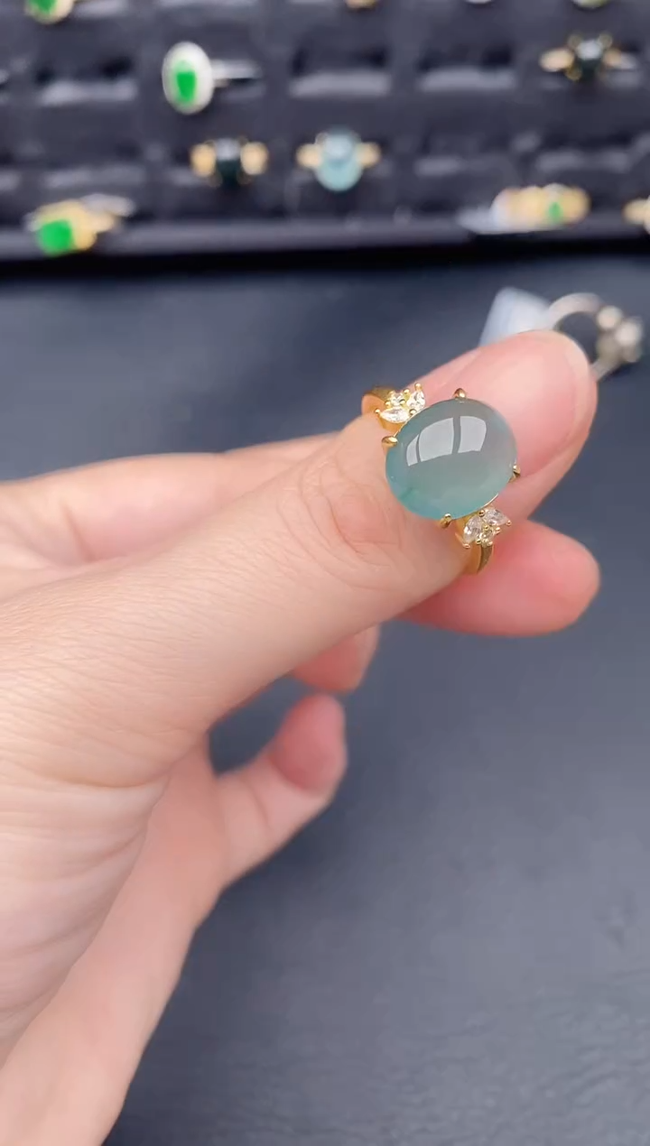 银S925镶嵌戒指翡翠天然a货翡翠228