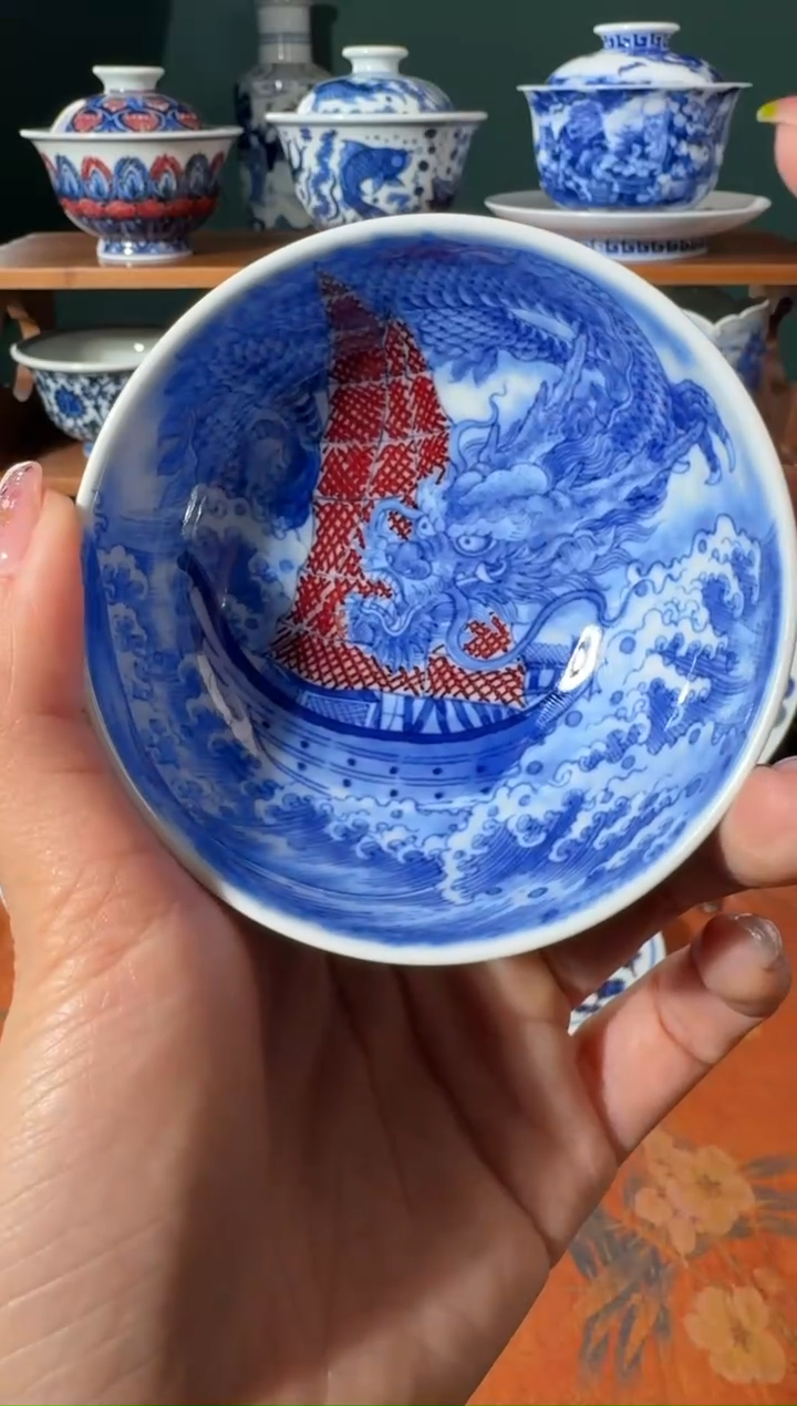 【闪购商品】杯永明尚玩钧釉一帆风顺普洱杯