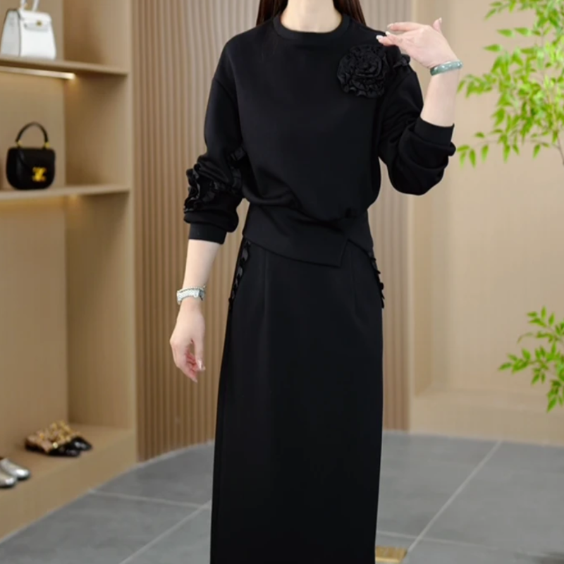 春季新款时尚气质显瘦修身减龄长袖女装两件套